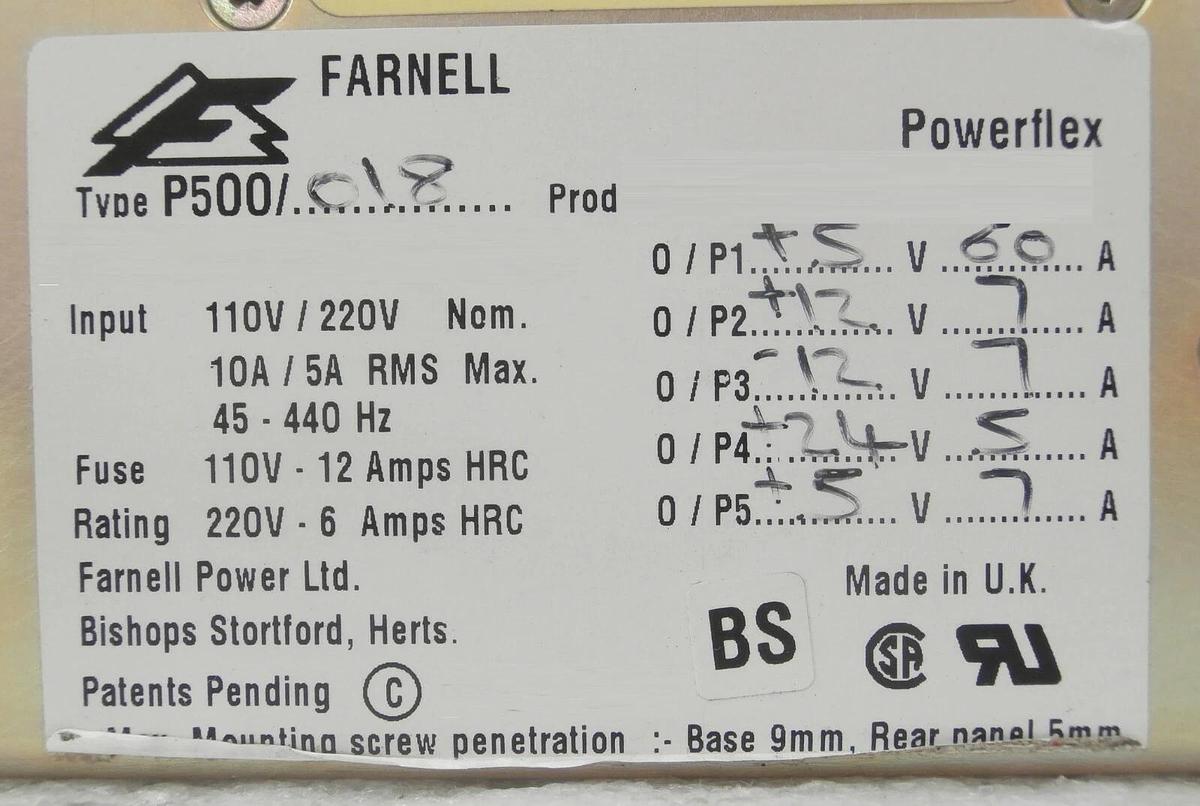 Used Farnell Advance P500/018 Power Supply Powerflex Bio-Rad Quaestor Q5 Q7 Working