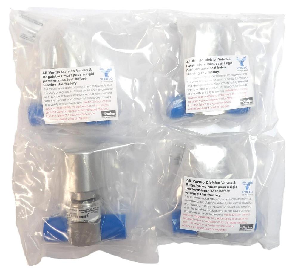 Used Parker Veriflo 45700007 Diaphragm Valve 955AOPLPNCSFSFFVESP Lot of 4 New Spare