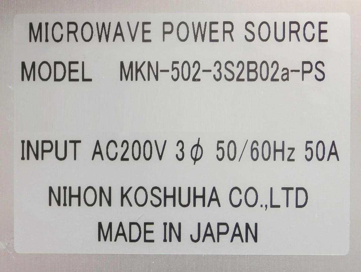 Used Nihon Koshuha MKN-502-3S2B02a-PS Microwave Power Supply TEL Trias Working