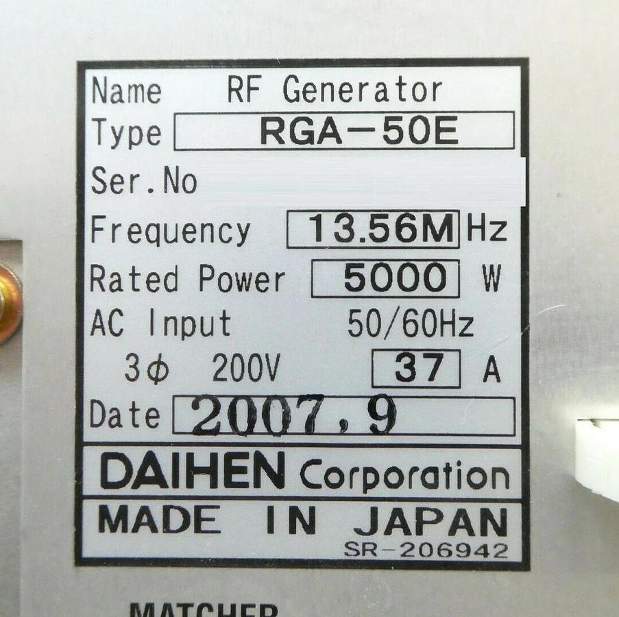Used Daihen RGA-50E HF RF Power Generator TEL Tokyo Electron 3D80-002263-11 Working