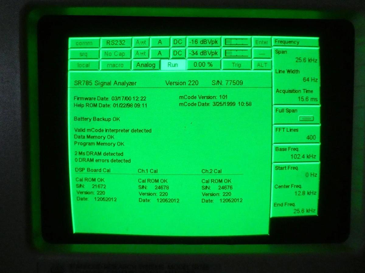 Used Stanford Research Systems SR785 Dual Channel Dynamic Signal Analyzer Surplus
