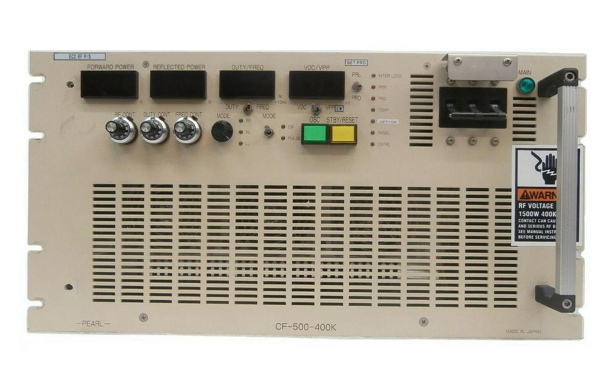 Used Pearl Kogyo CF-500-400K(CE) RF Power Supply Hitachi M-712E No Handle Working