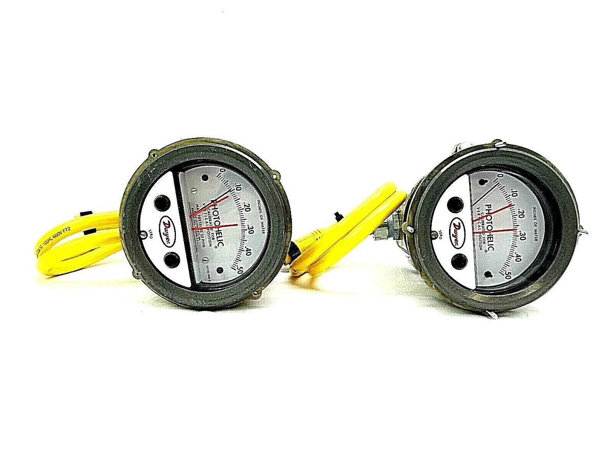 Used Dwyer 3000-0 Photohelic Pressure Switch Gauge 3000 Lot of 2 Working Surplus