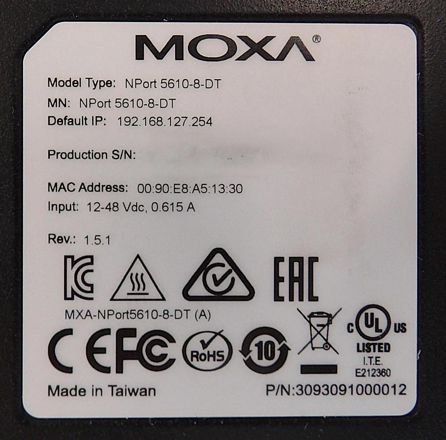 Moxa 3093091000012 8-Port Serial Device Server Nport Lot of 2 New