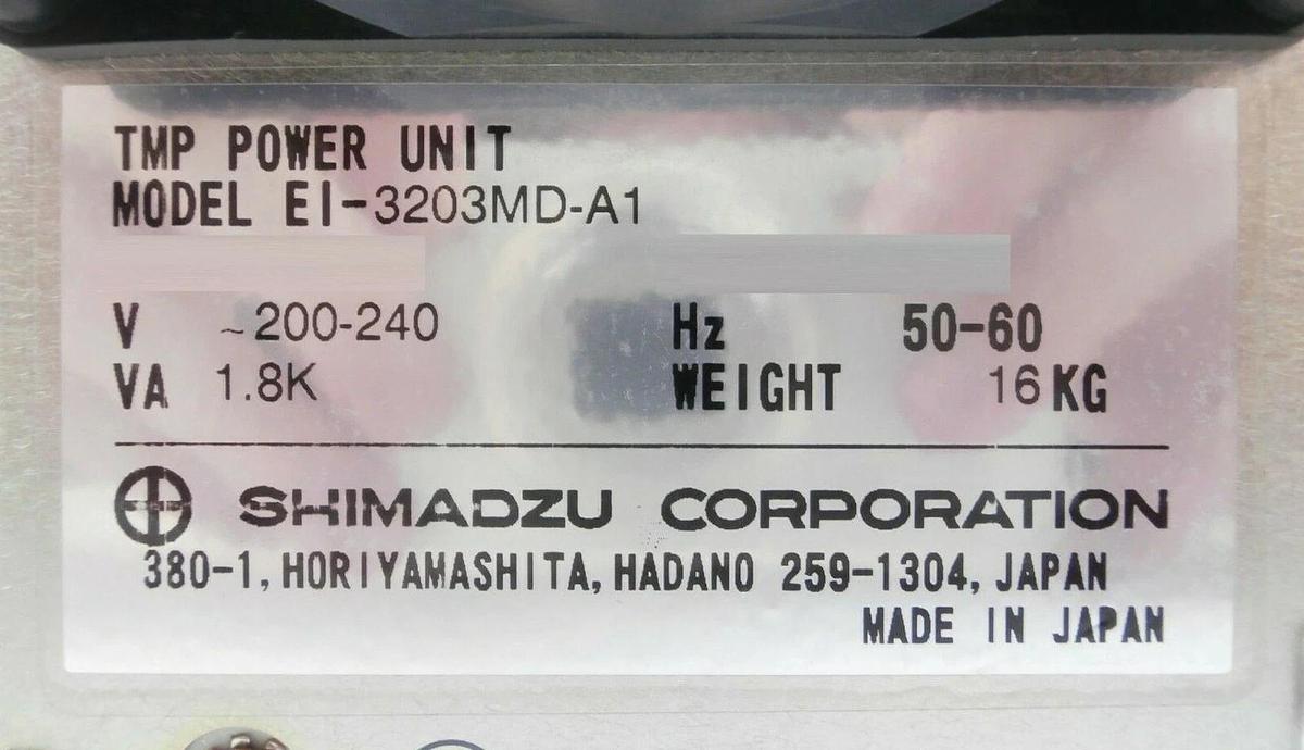 Used Shimadzu EI-D3203MD-A1 Turbomolecular Pump Controller TMP Turbo Tested Working