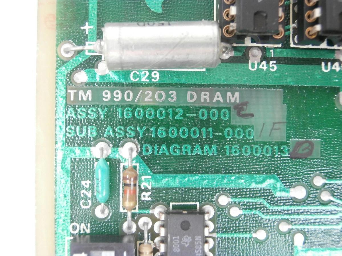 Refurbished Texas Instruments 1600012-000 PCB TM 990/203 DRAM Varian F9646001 Refurbished
