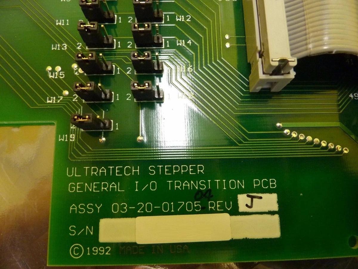 Used Ultratech Stepper 03-20-01705-04 General I/O Transition PCB Card Rev. J Used