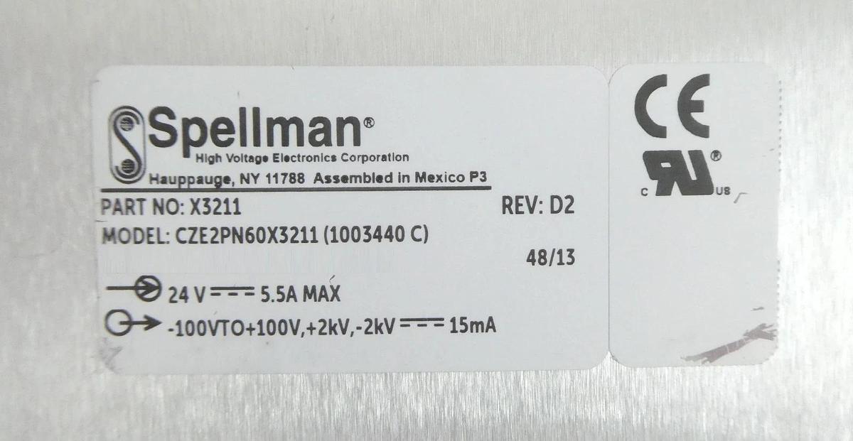 Used Spellman X3211 High Voltage Power Supply CZE2PN60X3211 AB Sciex Lot of 2 Working