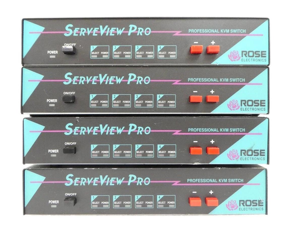 Used Rose Electronics SEM-2UB 4-Port KVM Switch ServeView Pro Lot of 4 Working Spare