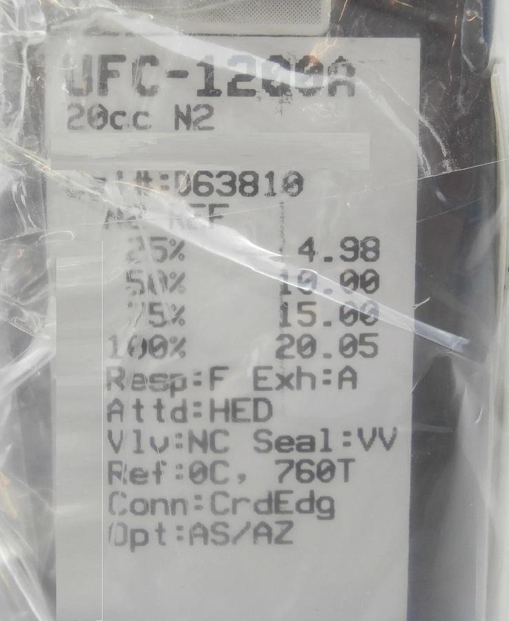 UNIT Instruments UFC-1200A Mass Flow Controller MFC 20cc N2 New Surplus