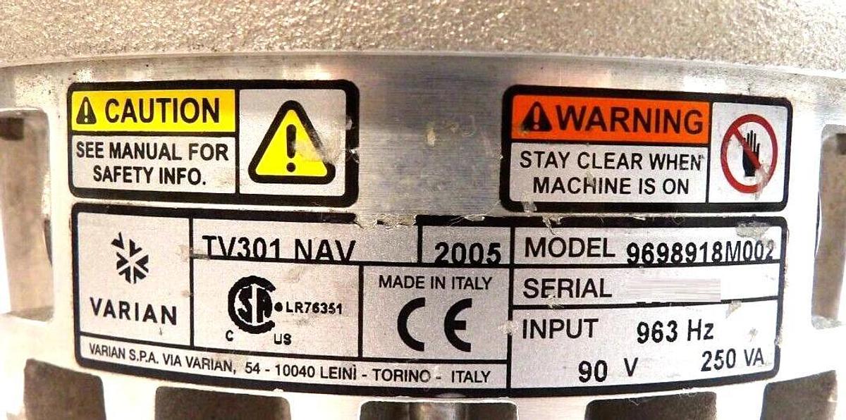 Used TV-301 NAV Navigator Varian 9698918M002 Turbomolecular Pump Turbo Tested Working