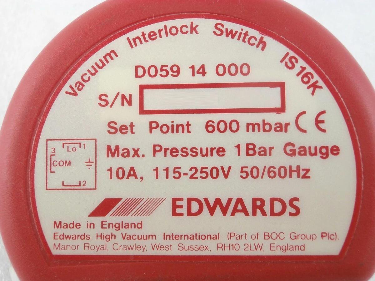 Used Edwards D059 14 000 Vacuum Interlock Switch IS16K Lot of 12 with Plug Working