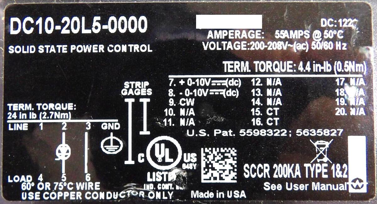Used Watlow DC10-20L5-0000 Solid State Power Control DIN-a-mite Lot of 8 Working
