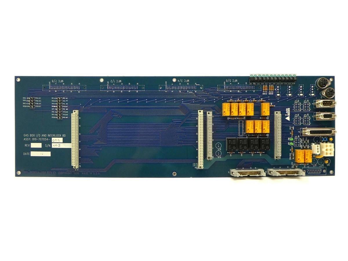 Used Lam Research 810-707054-002 Gas Box I/O Interlock Board PCB FPD Continuum Spare