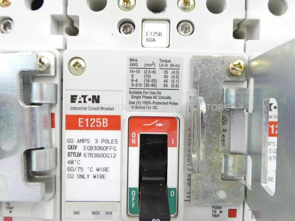 Used Eaton E125B Circuit Breaker Lot of 4 EGB2040FFG EGB3030FFG EGB3060FFG Working