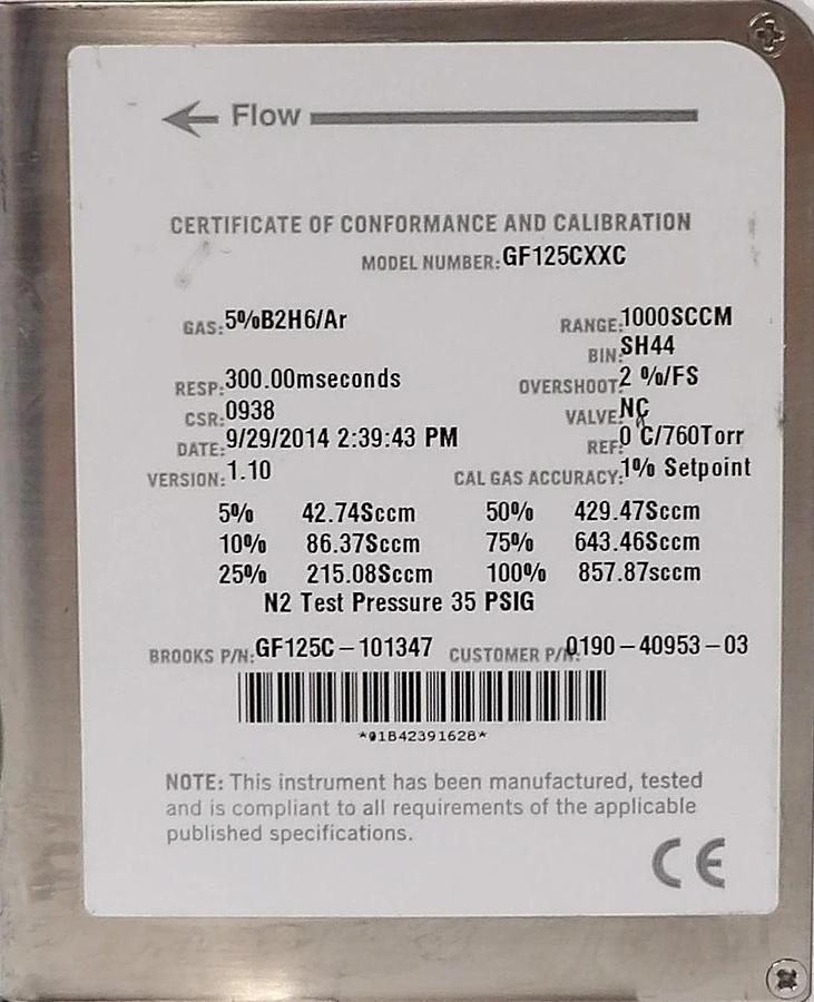 Brooks Instrument GF125C-101347 Mass Flow Controller MFC AMAT 0190-50948 New