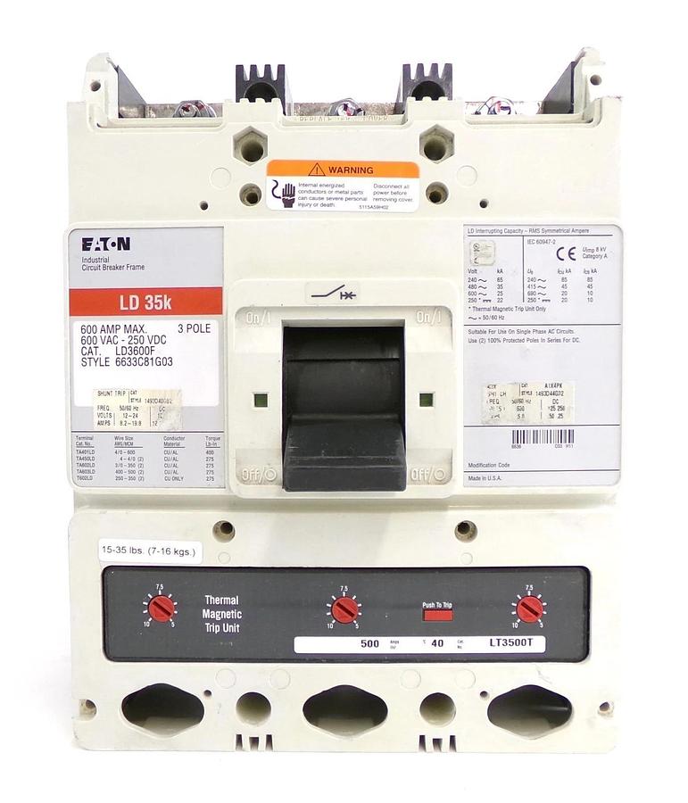 Used Eaton 6633C81G03 LD 35k 3-Pole Circuit Breaker LD3600F Working