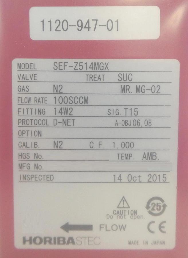 Horiba STEC SEC-Z514MGX Mass Flow Controller MFC Z500 120 SCCM HCI Lot of 2 New
