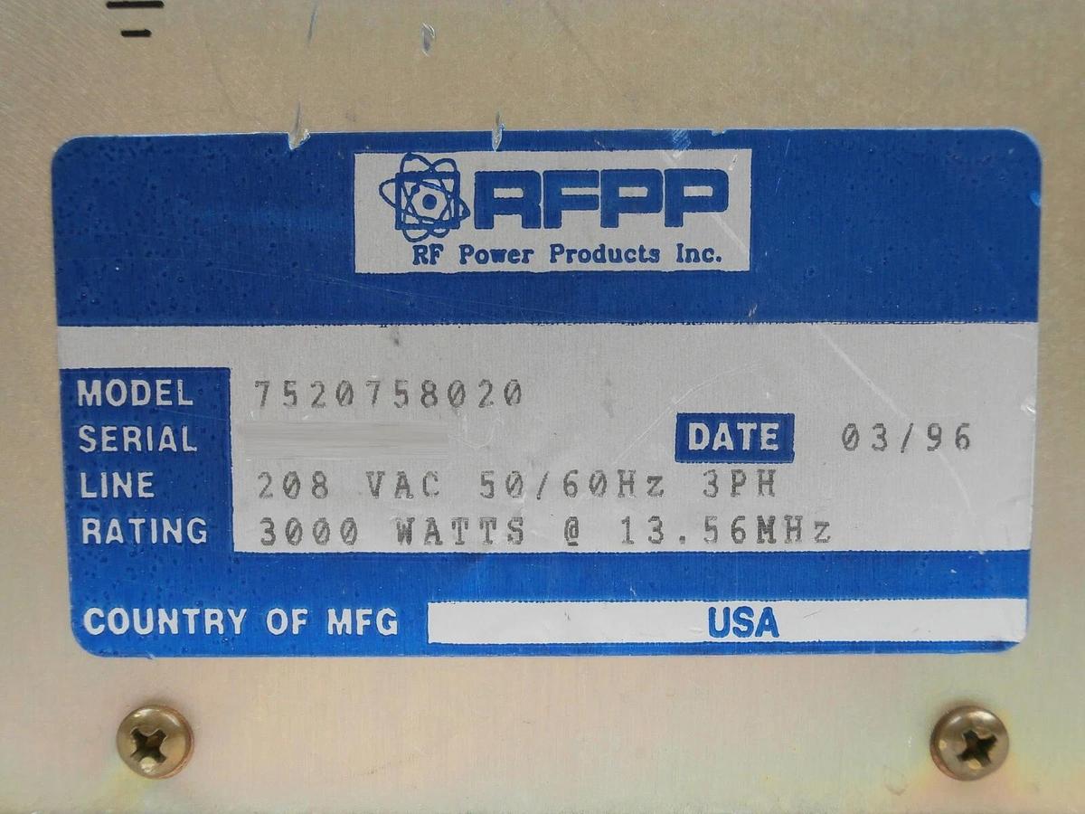 Used RF30S RFPP RF Power Products 7520758020 RF Generator AE Tested Working Surplus