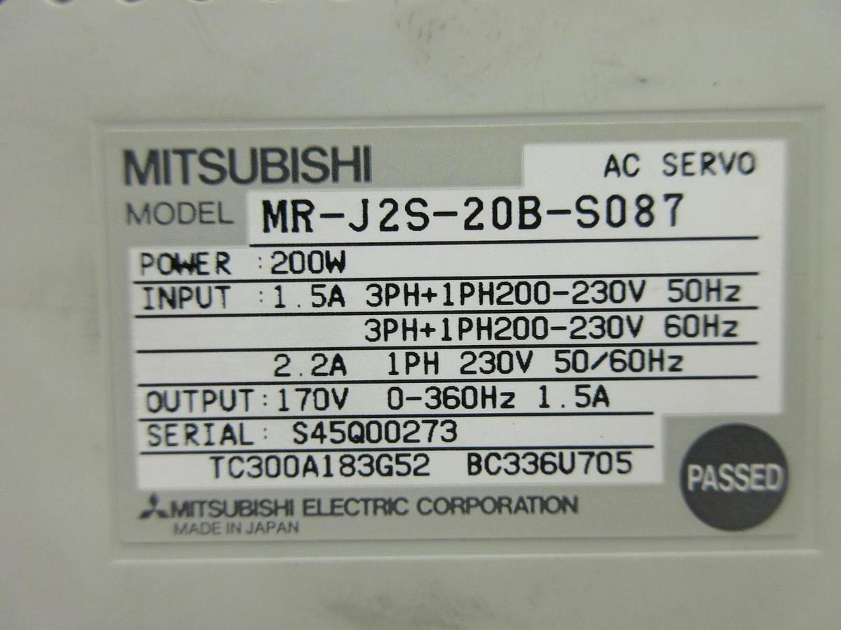 Used Mitsubishi Electric MR-J2S-20B-S087 AC Servo Driver MELSERVO Working Spare