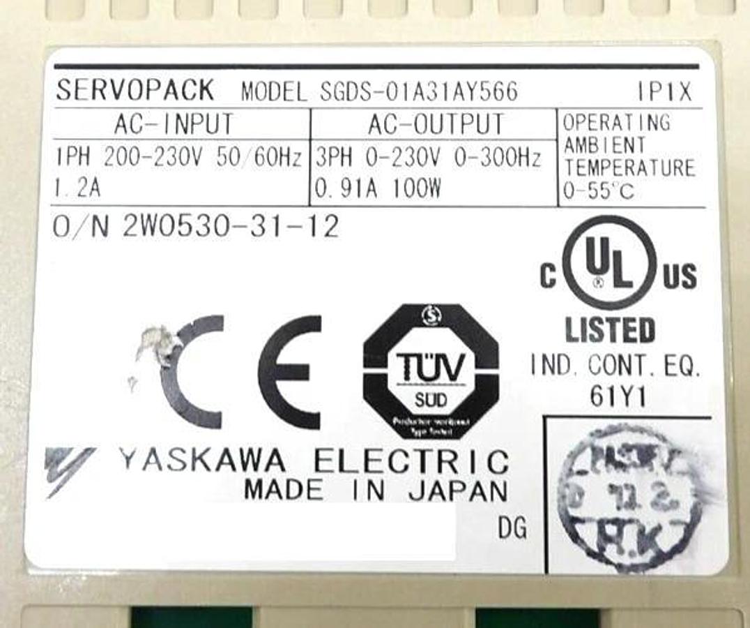 Used Yaskawa Electric SGDS-01A31AY566 Servo Driver SERVOPACK Lot of 2 Working