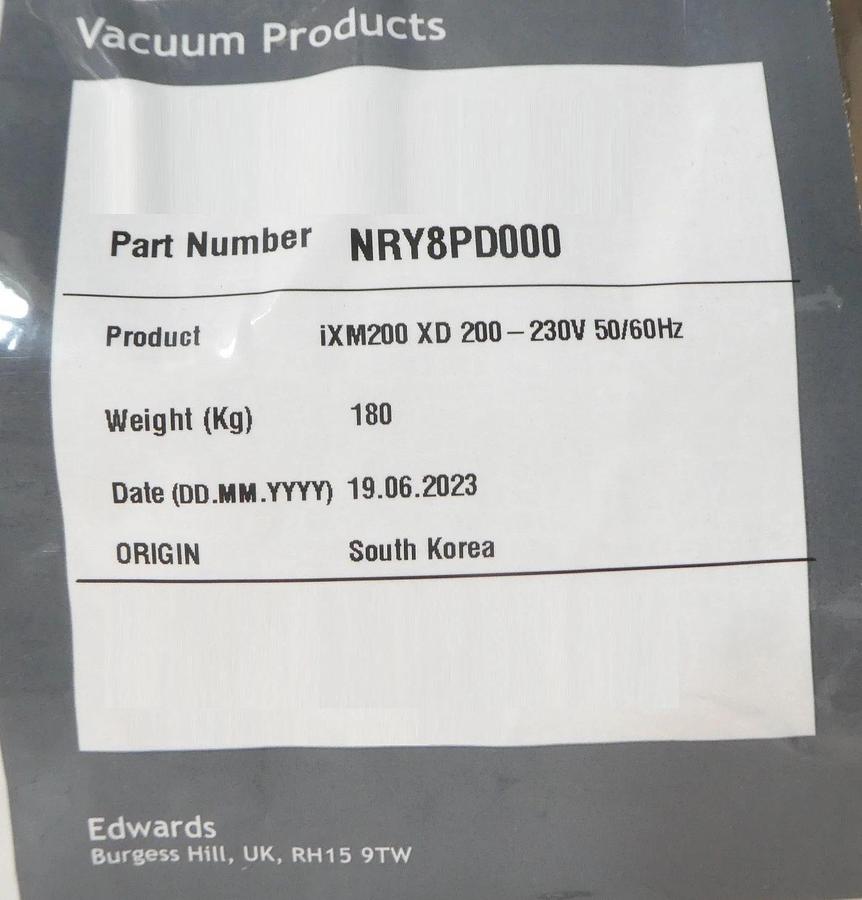 iXM200 Edwards NRY8PD000 Mechanical Dry Vacuum Pump XD LV New Surplus