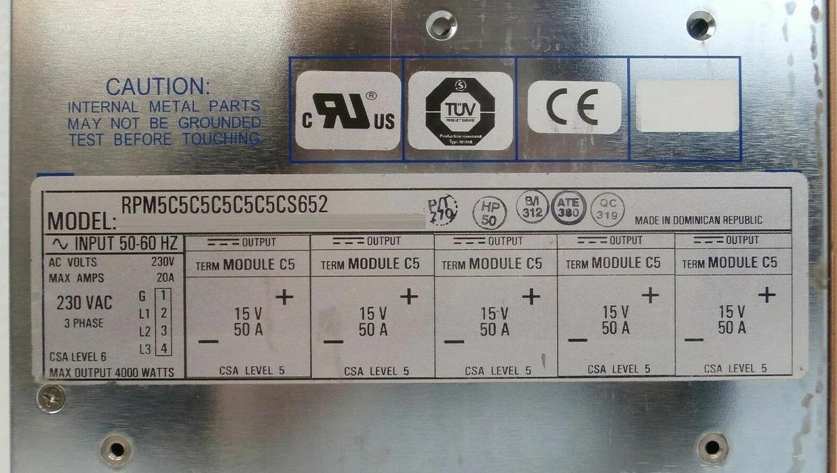Used Power-One RPM5C5C5C5C5C5CS652 Power Supply 4000W Schlumberger 97172020 Working
