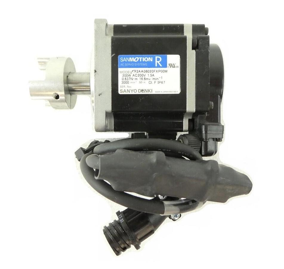 Used Sanyo Denki R2AA06020FXP00M AC Servo Motor SANMOTION R Working Surplus