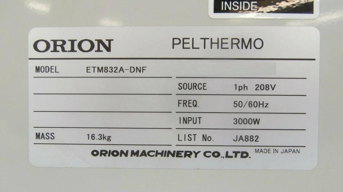 Used Orion Machinery ETM832A-DNF Power Supply PEL THERMO JA882 Working Surplus