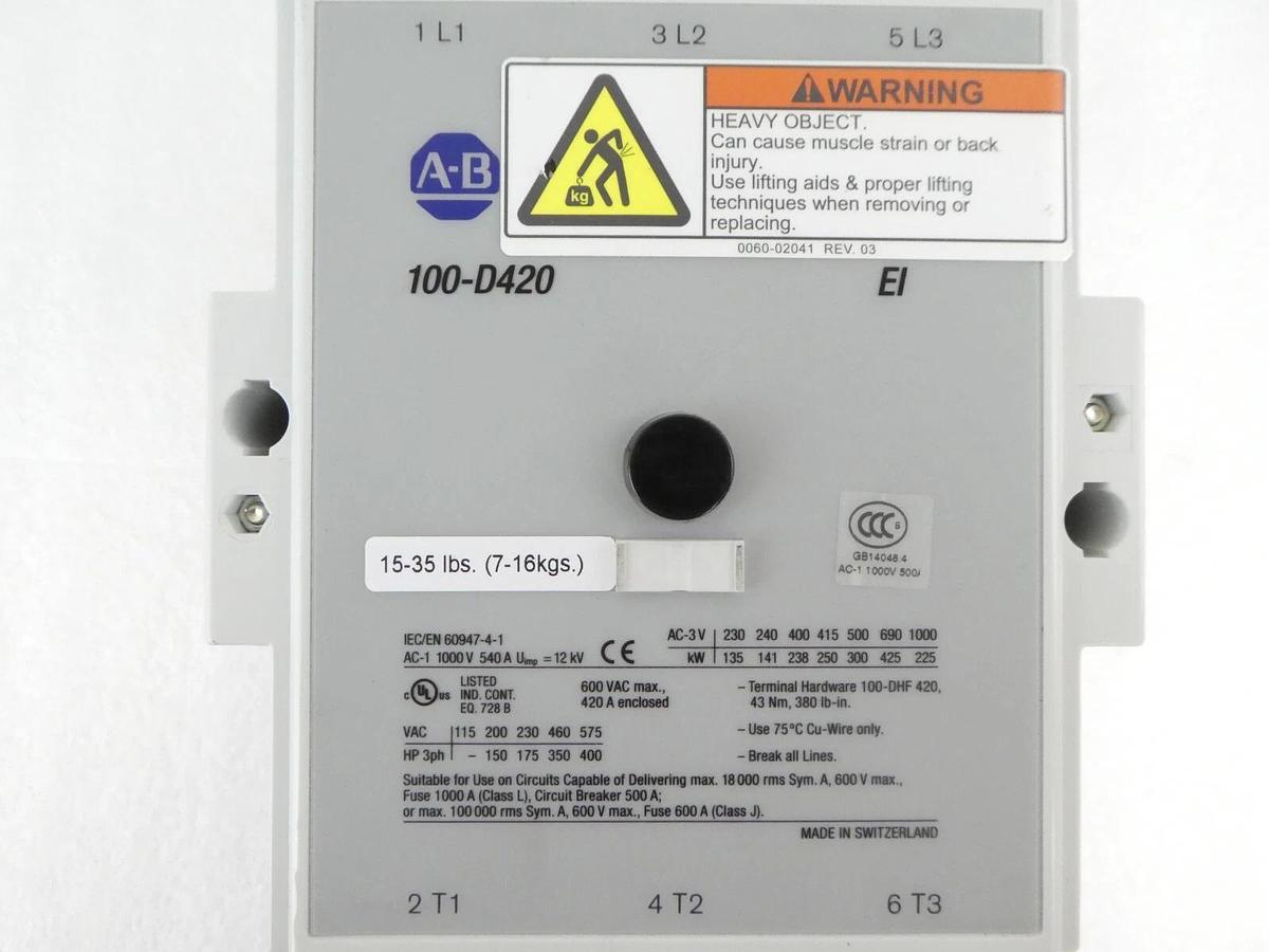 Used AB Allen-Bradley 100-D420 Industrial Contactor 100-D 110-130V Working Surplus