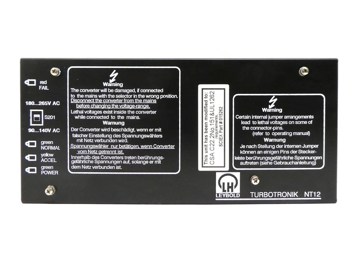 Used TURBOTRONIK NT12 Leybold 85704 Electronic Frequency Converter Turbo Working