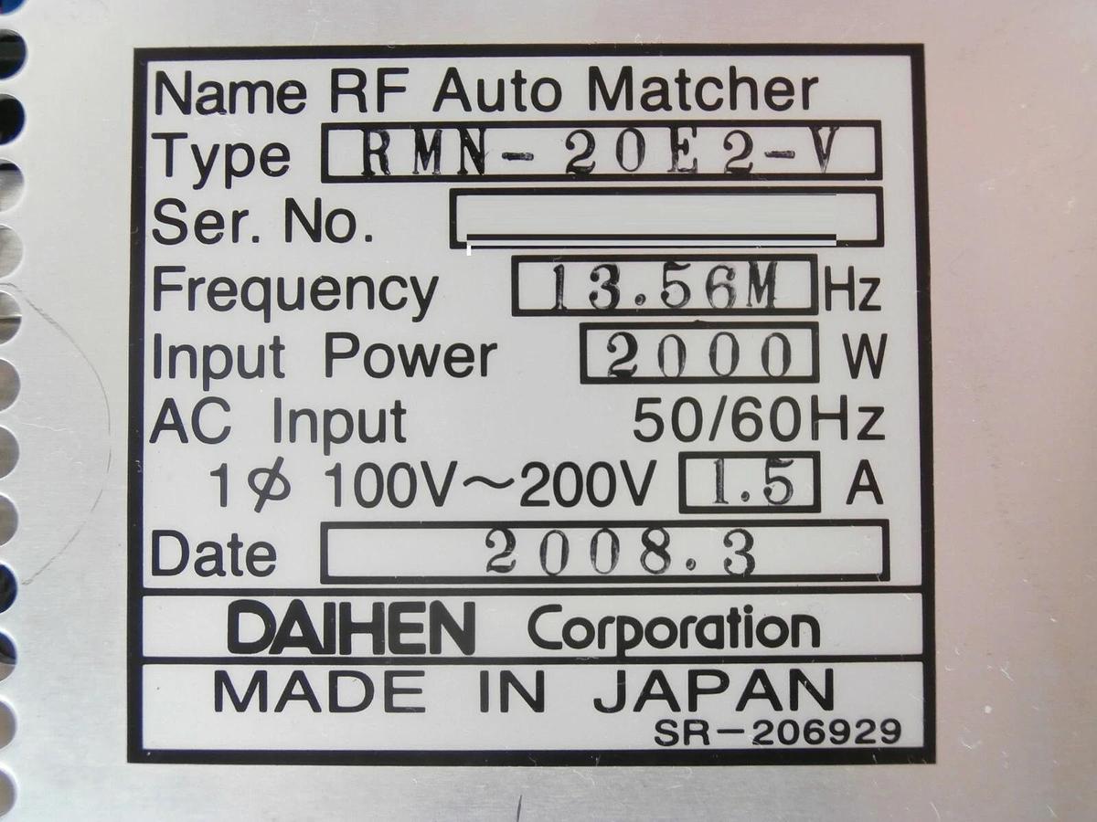 Used Daihen RMN-20E2-V RF Auto Matcher 13.56MHz @ 2000W TEL Tokyo Electron Working