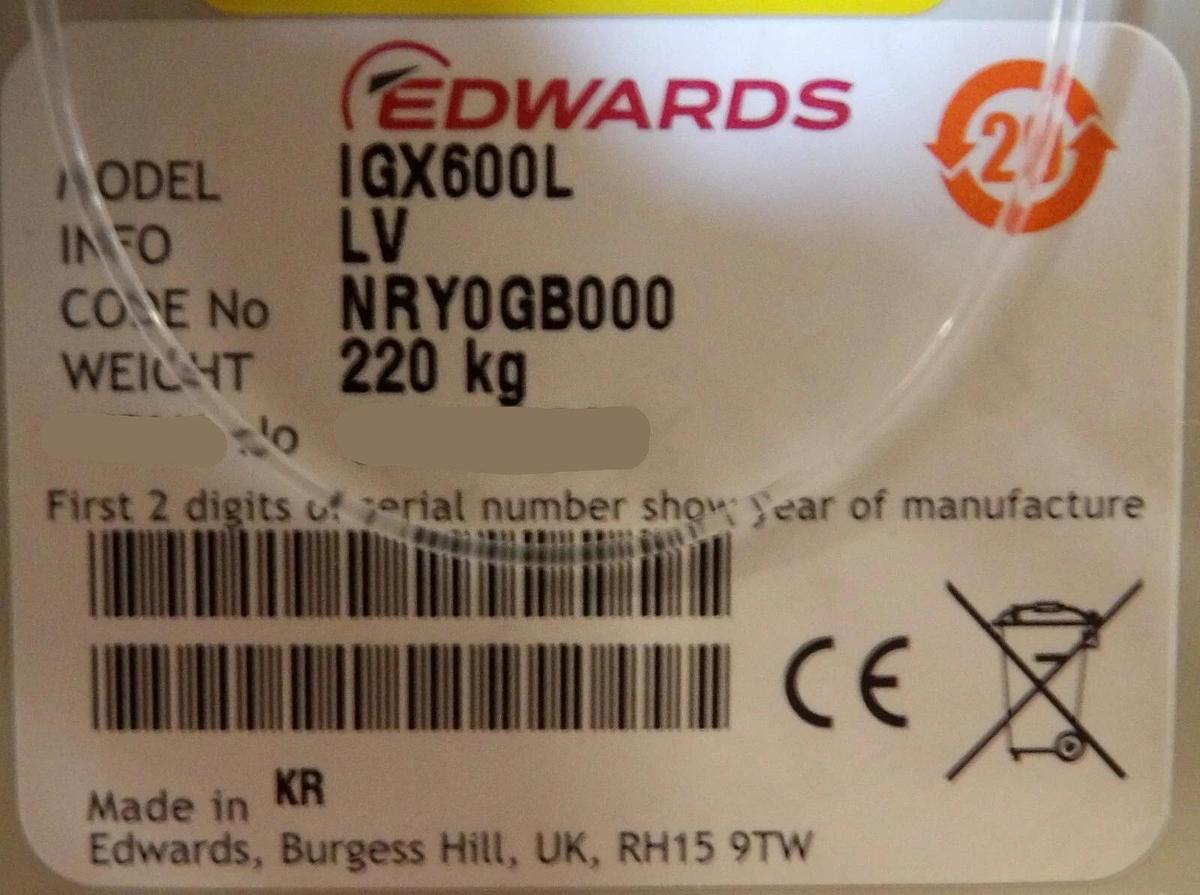 Refurbished iGX600L Edwards NRY0GB000 Vacuum Pump IGX 600L Manufacturer Refurbished