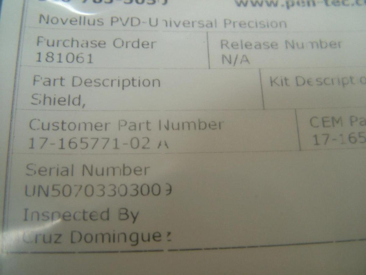 Novellus Systems 17-165771-02 PVD Shield Assembly New Surplus