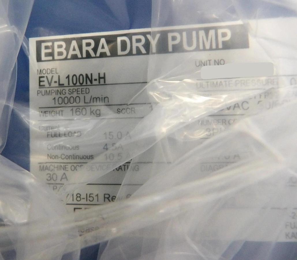 EV-L Ebara Technologies EV-L100N-H Dry Vacuum Pump IPN 500351794 New Surplus