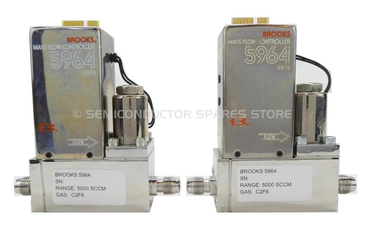 Refurbished Brooks 5964 Mass Flow Controller MFC 5000 SCCM C2F6 Lot of 2 OEM Refurbished