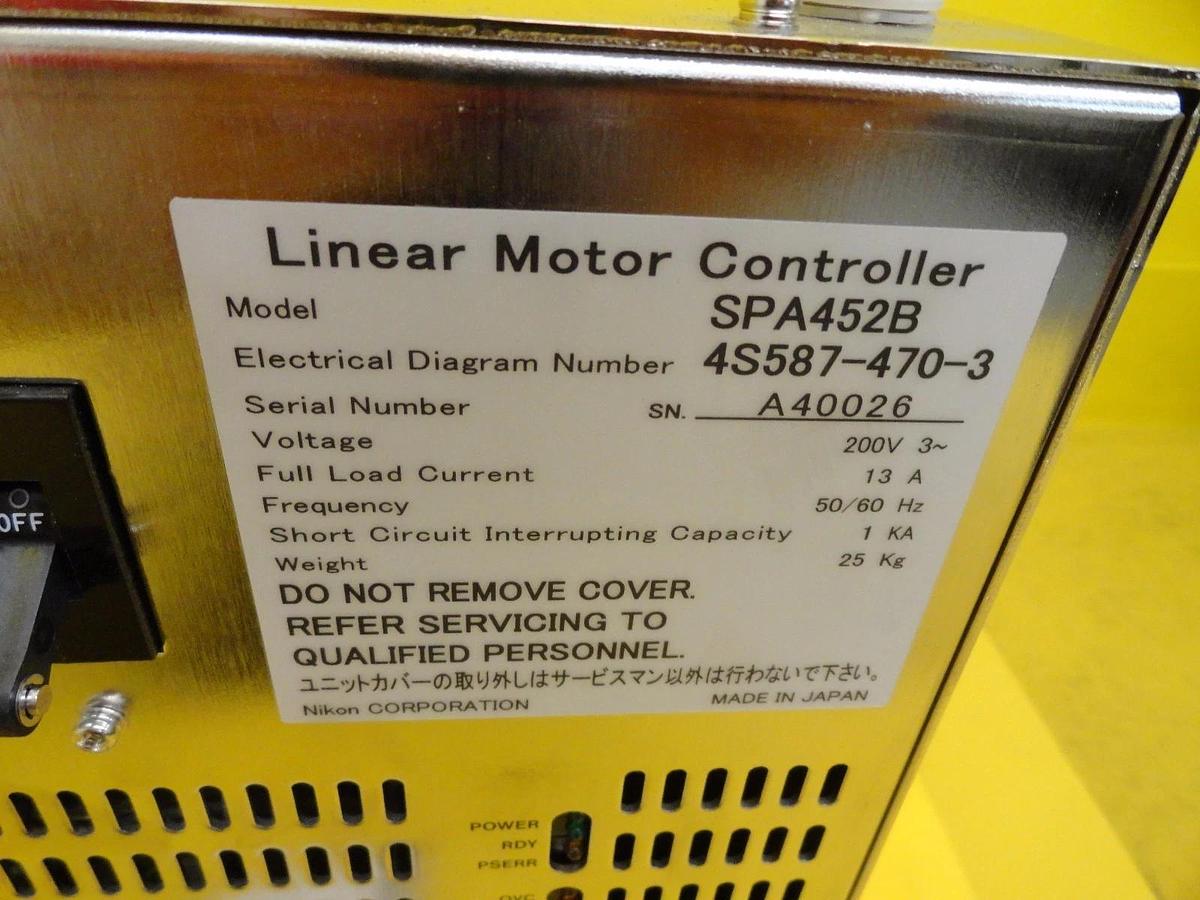Used Nikon 4S013-374-2 Linear Motor Controller SPA452B WYR NSR-S307E DUV Working