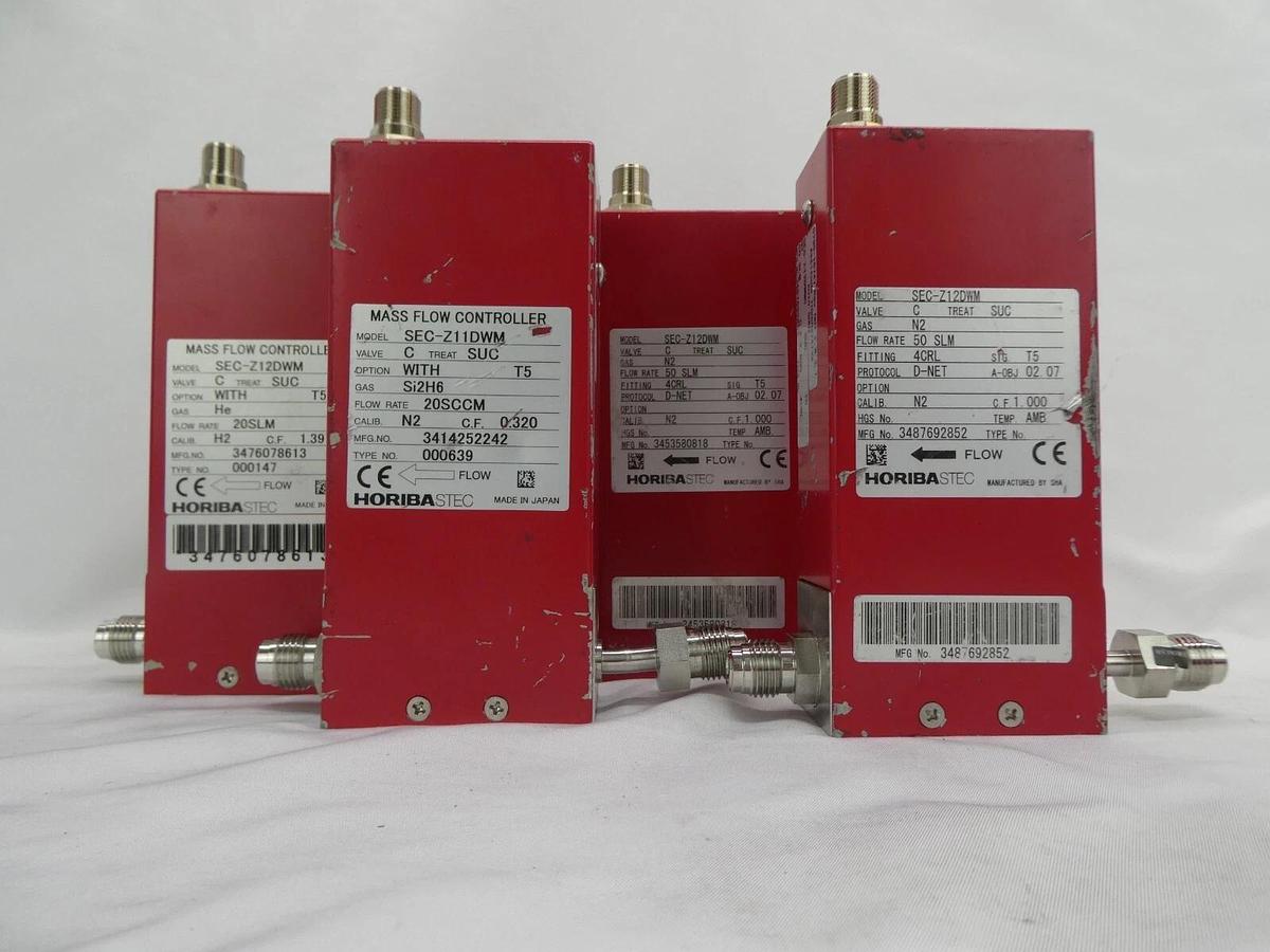 Used Horiba STEC SEC-Z11DWM, SEC-Z12DWM Mass Flow Controller MFC N2 Reseller Lot of 7