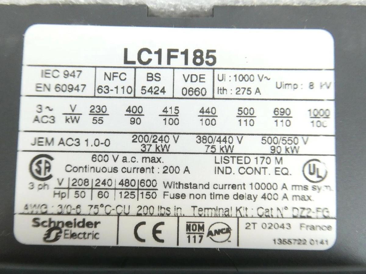 Telemecanique LC1 F185 TeSys F Magnetic Contactor Square D Novellus 38-2914 New