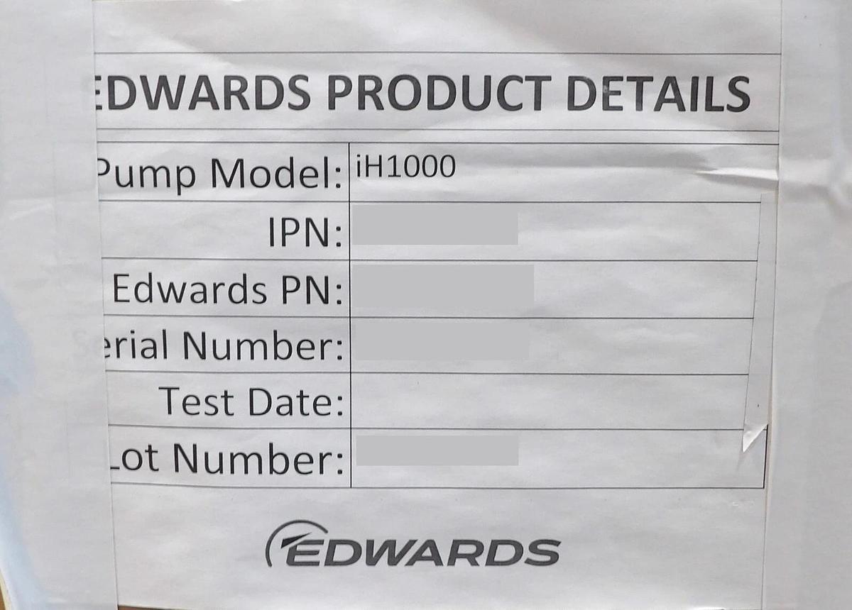 Refurbished iH 1000 Edwards A53352945XS Vacuum Dry Pump iH1000 Manufacturer Refurbished