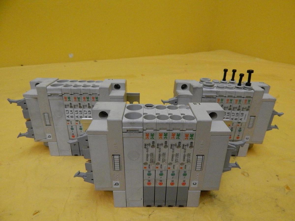 Used SMC 3D80-000054-V1 4-Port Pneumatic Manifold Lot of 3 SZ3A60K-5LOZ-C4-X31 Used