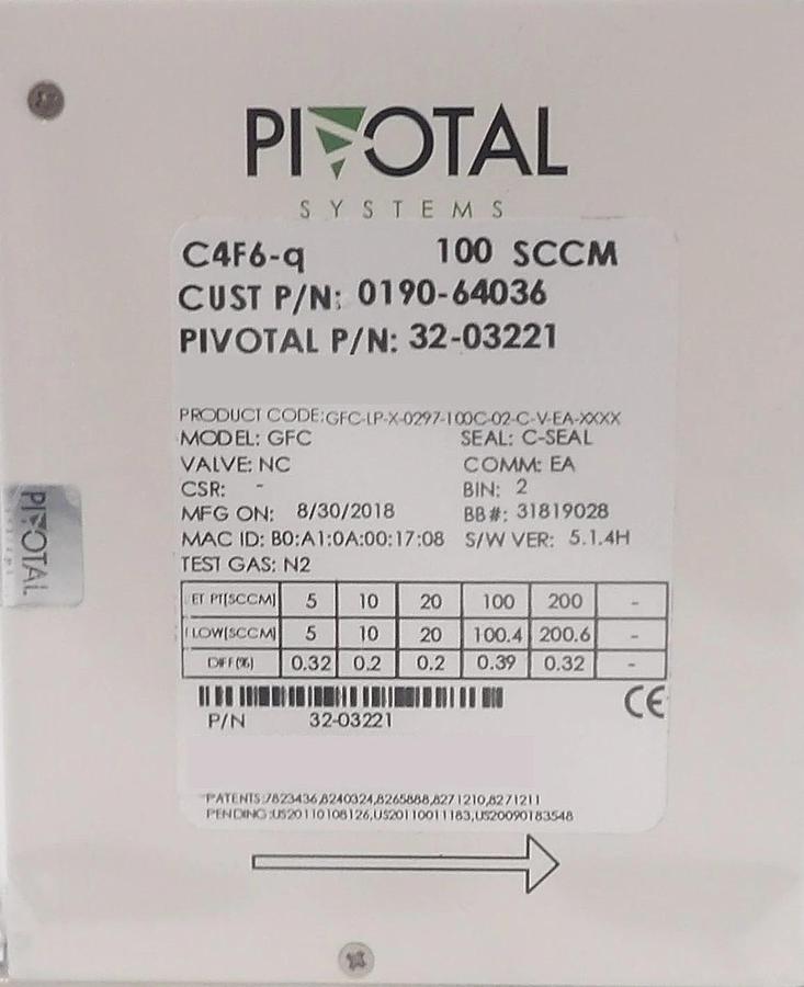 Used Pivotal Systems 32-03221 Mass Flow Controller MFC AMAT 0190-64036 Lot of 5 New