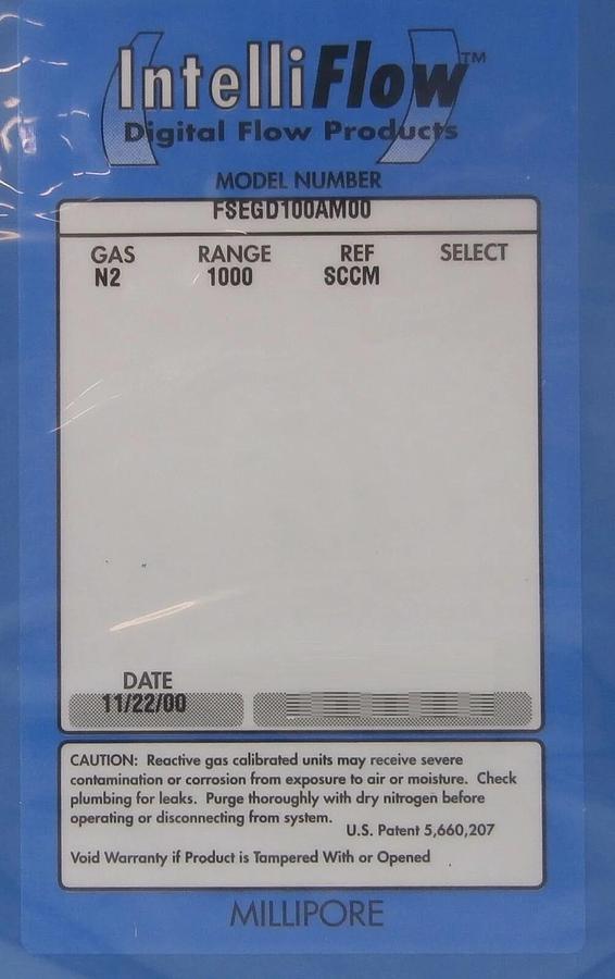 Millipore FSEGD100AM00 Mass Flow Controller MFC IntelliFlow 3030-00817 New Spare
