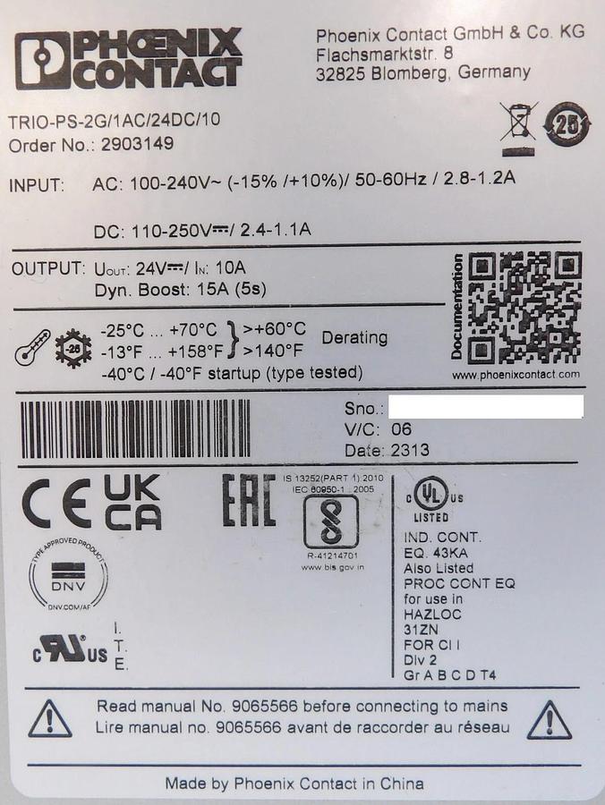 Used Phoenix Contact 2903149 Power Supply TRIO-PS-2G/1AC/24DC/10 Lot of 8 Working