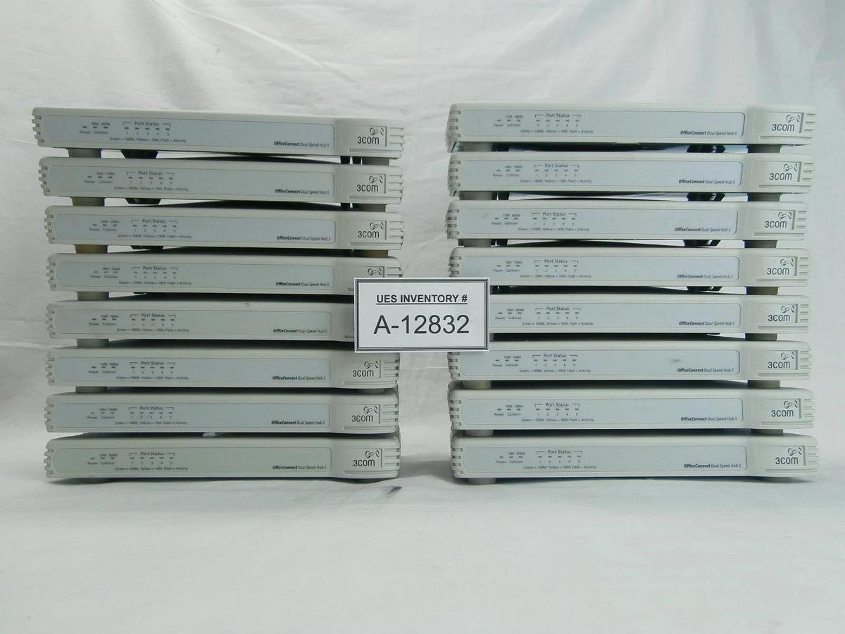 Used 3Com 1675-510-000-1.00 Office Connect 5-Port Dual Speed Hub Lot of 16 Used