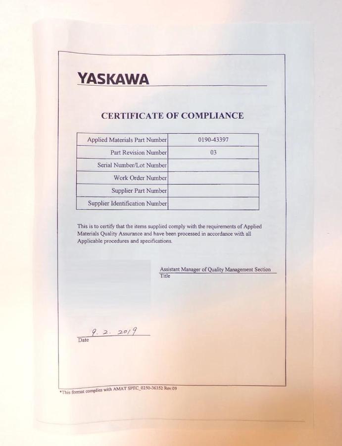 Yaskawa Electric XU-RC350S-J01 Wafer Manipulator Robot New Surplus
