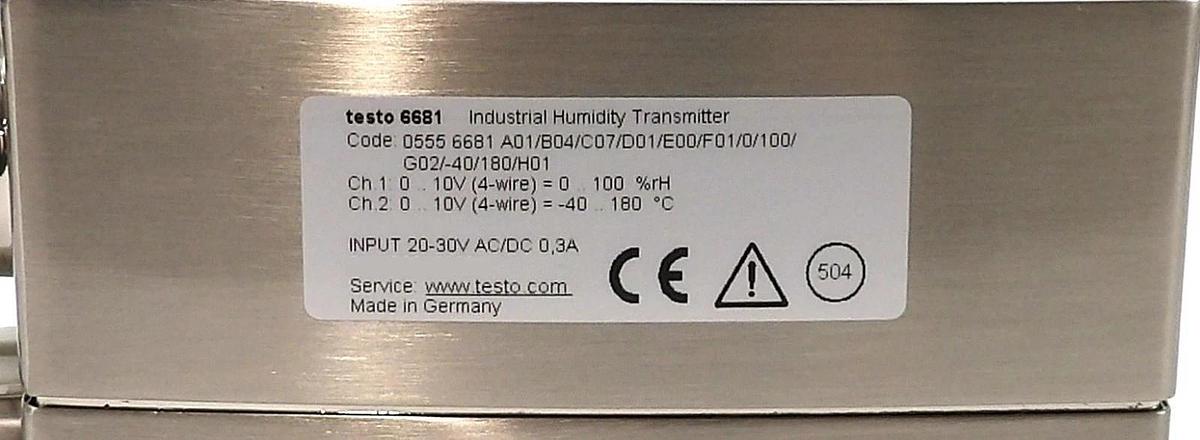 Used Testo 6681 Temperature and Humidity Transmitter New Surplus