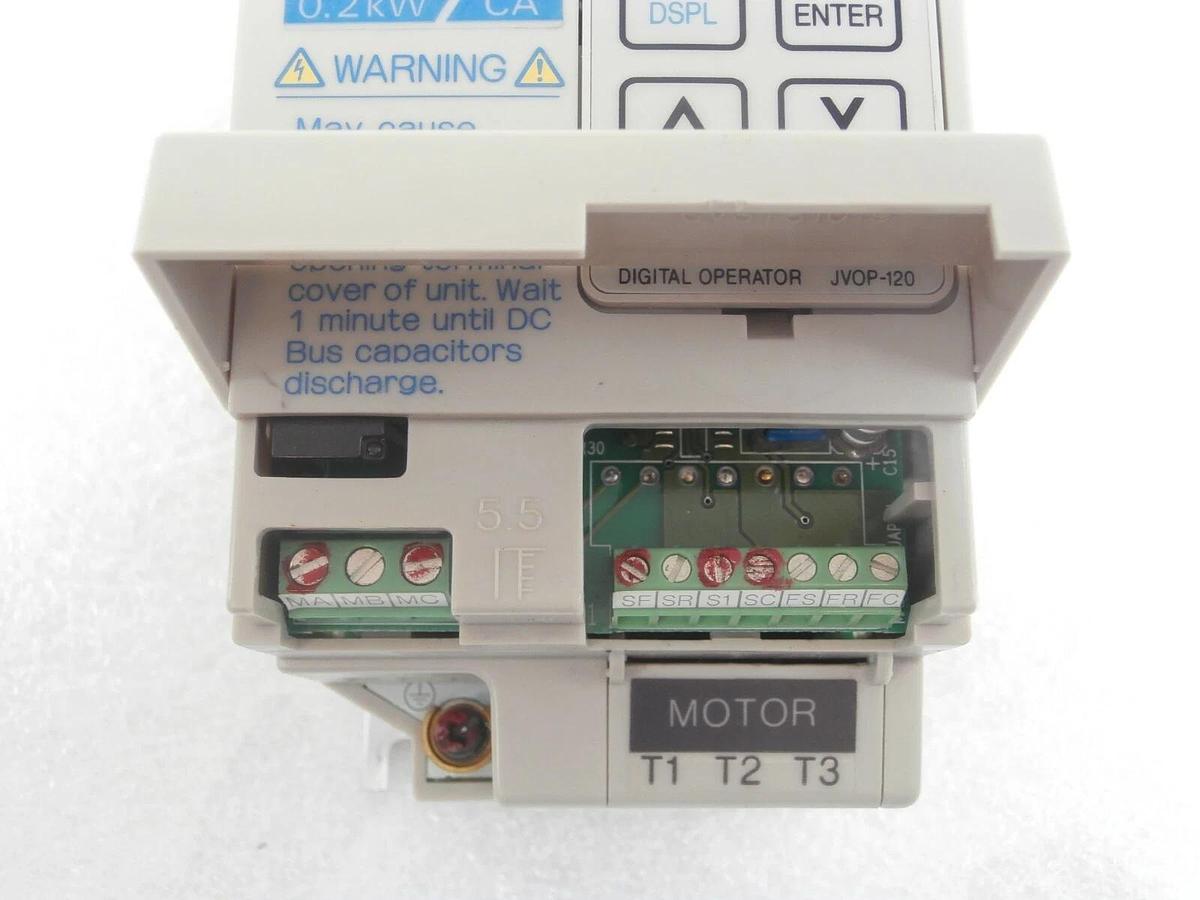 Used Yaskawa CIMR-XCAV20P2 Digital Inverter VS mini JVOP-120 200V 3 Phase 0.2kW Spare