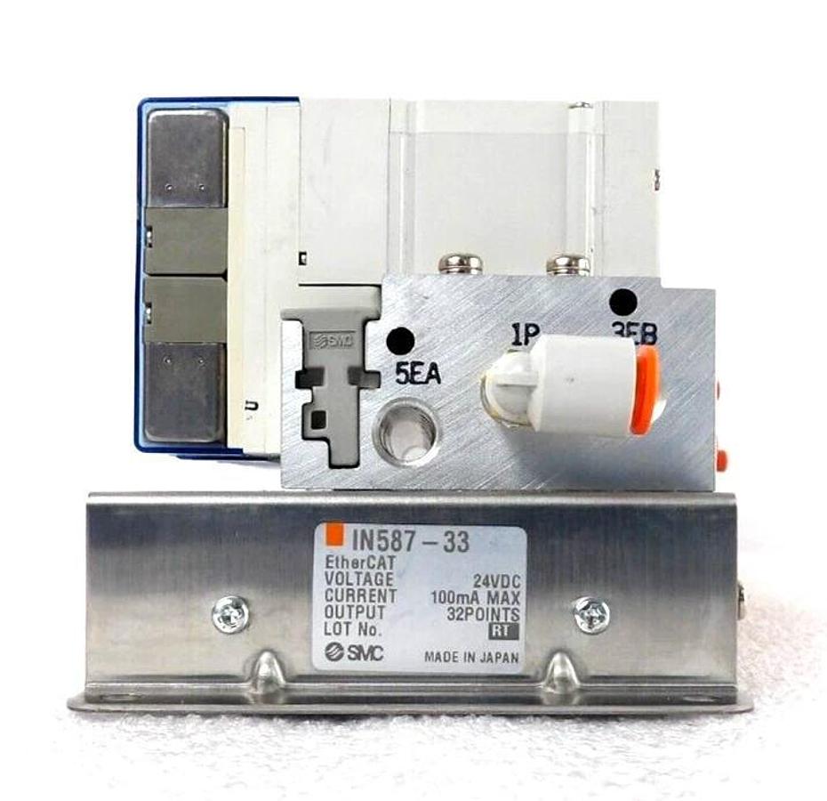 Used SMC IN587-33 32-Port EtherCAT Pneumatic Manifold Assembly Working Surplus