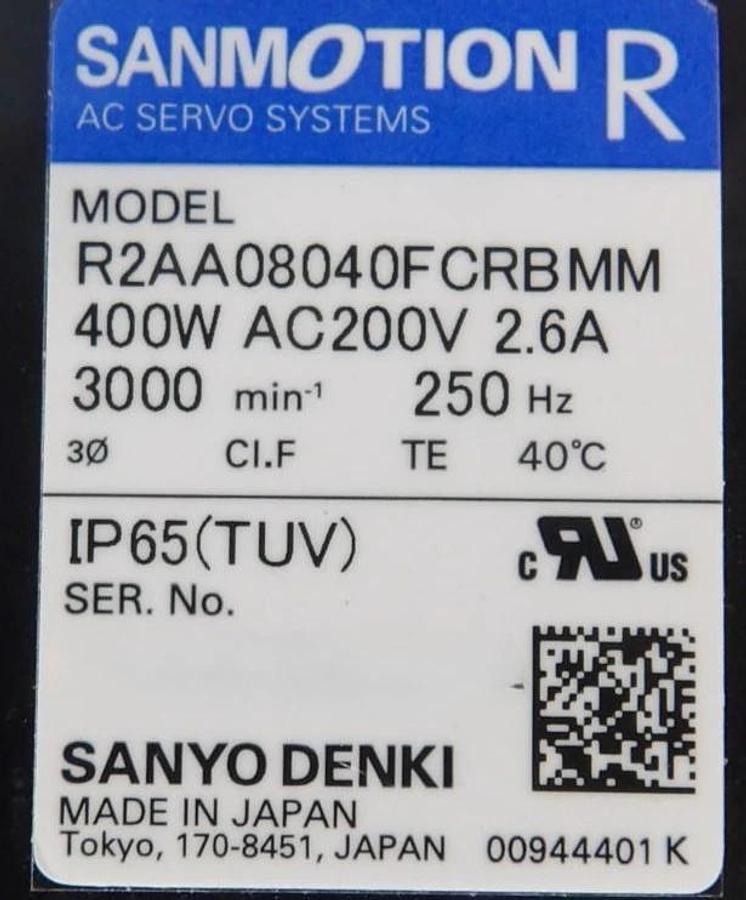 Used Sanyo Denki R2AA08040FCRBMM AC Servo Motor SANMOTION R Working